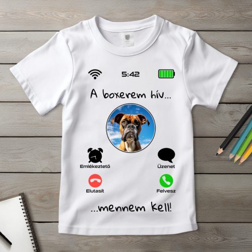 Boxeres póló gyerekeknek fehér színben