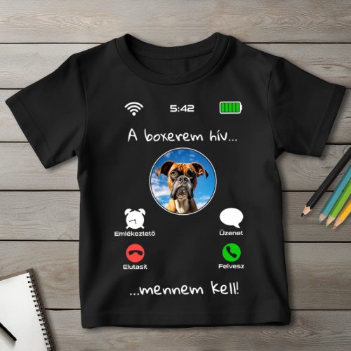 Boxeres póló gyerekeknek fekete színben