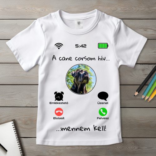 Cane corsos póló gyerekeknek fehér színben