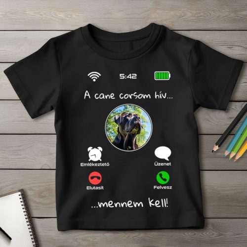 Cane corsos póló gyerekeknek fekete színben