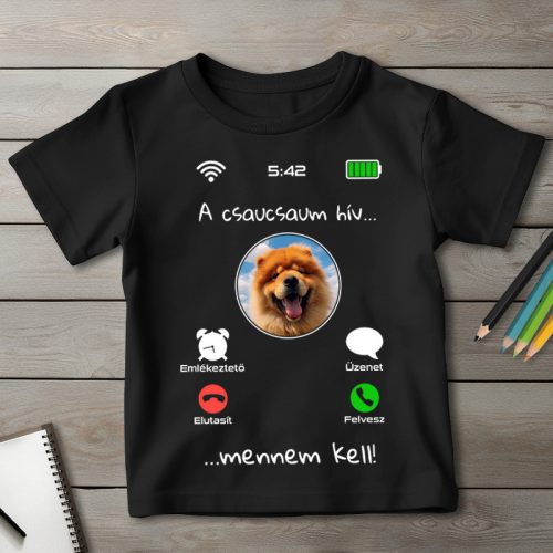 Csaucsaus póló gyerekeknek fekete színben