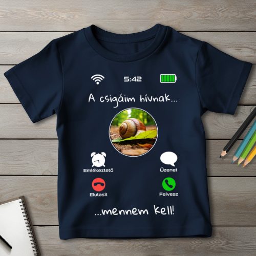 Csigás póló gyerekeknek sötétkék színben