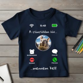 Csincsillás póló gyerekeknek sötétkék színben