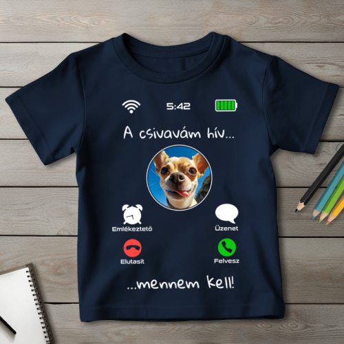 Csivavás póló gyerekeknek sötétkék színben