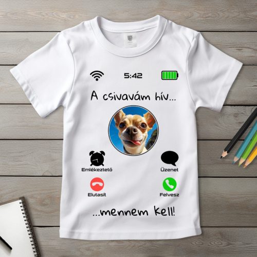 Csivavás póló gyerekeknek fehér színben