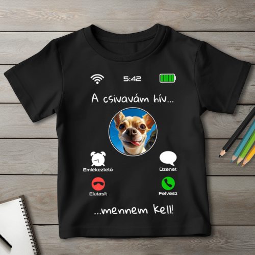 Csivavás póló gyerekeknek fekete színben