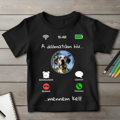 Dalmatás póló gyerekeknek fekete színben