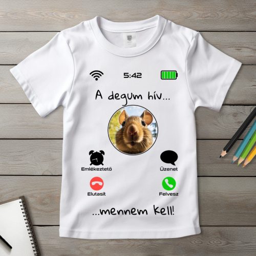 Degus póló gyerekeknek fehér színben