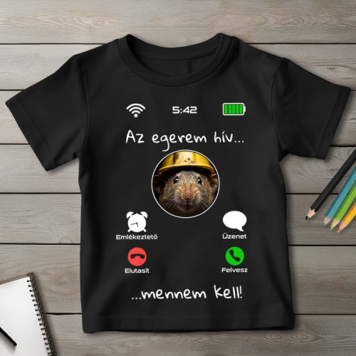 Egeres póló gyerekeknek fekete színben