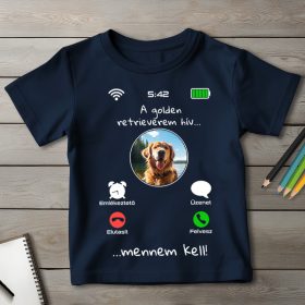 Golden retrieveres póló gyerekeknek sötétkék színben