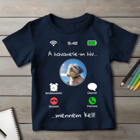 Havanesés póló gyerekeknek sötétkék színben