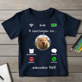 Hörcsögös póló gyerekeknek sötétkék színben