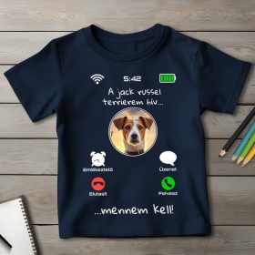 Jack russel terrieres póló gyerekeknek sötétkék színben