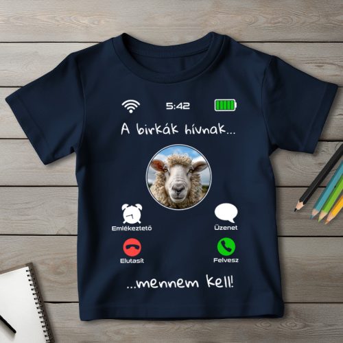 Bárányos póló gyerekeknek sötétkék színben