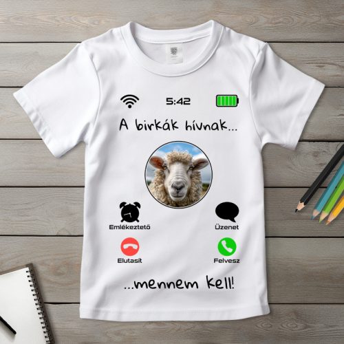 Bárányos póló gyerekeknek fehér színben