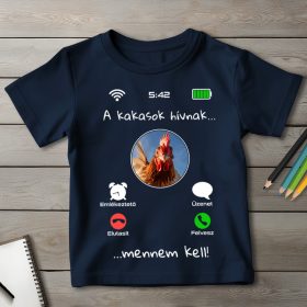 Kakasos póló gyerekeknek sötétkék színben