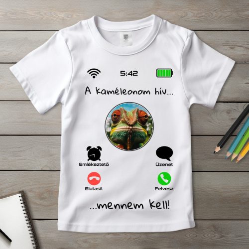 Kaméleonos póló gyerekeknek fehér színben