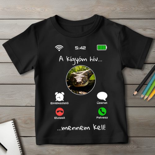 Kígyós póló gyerekeknek fekete színben