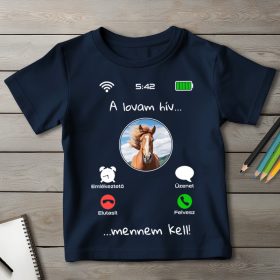 Lovas póló gyerekeknek sötétkék színben
