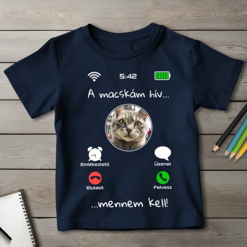Cicás póló gyerekeknek sötétkék színben