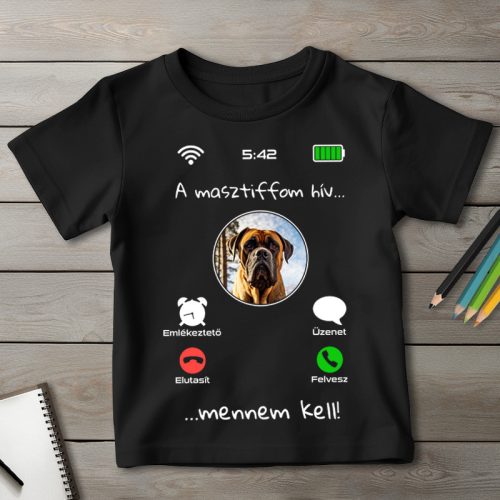 Masztiffos póló gyerekeknek fekete színben