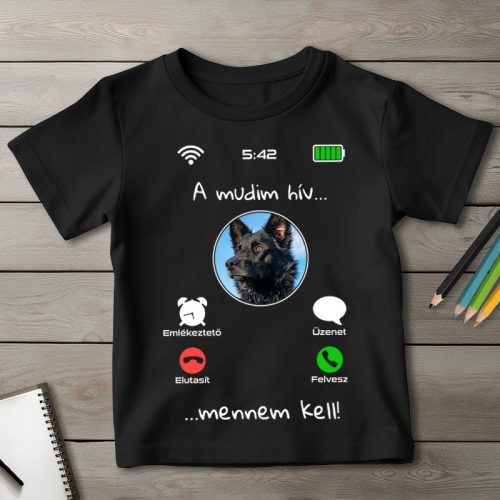 Mudis póló gyerekeknek fekete színben