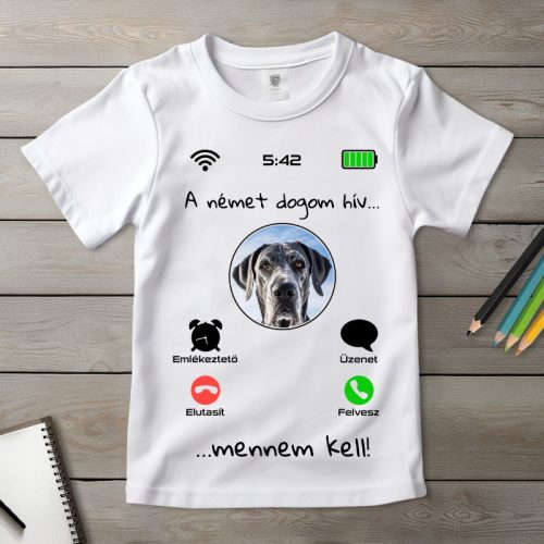 Német dogos póló gyerekeknek fehér színben