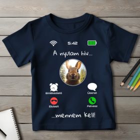 Nyulas póló gyerekeknek sötétkék színben