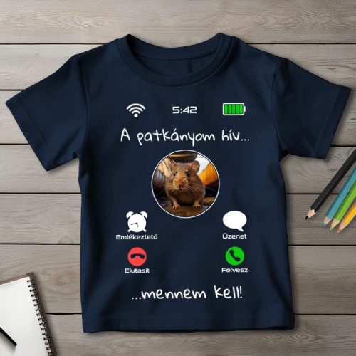 Patkányos póló gyerekeknek sötétkék színben