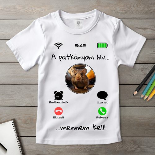 Patkányos póló gyerekeknek fehér színben