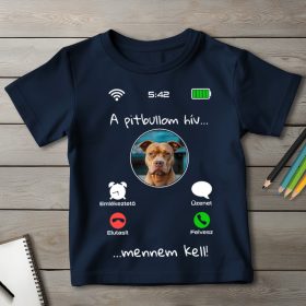 Pitbullos póló gyerekeknek sötétkék színben