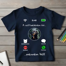 Rottweileres póló gyerekeknek sötétkék színben
