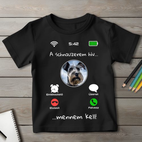 Schnauzeres póló gyerekeknek fekete színben