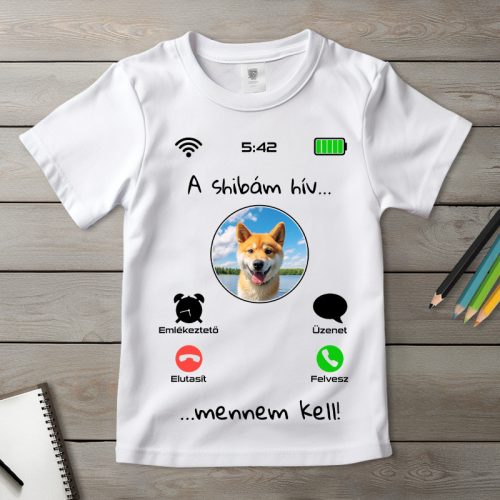 Shiba inus póló gyerekeknek fehér színben