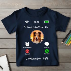 Skót juhászos póló gyerekeknek sötétkék színben