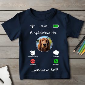 Cocker spánieles póló gyerekeknek sötétkék színben