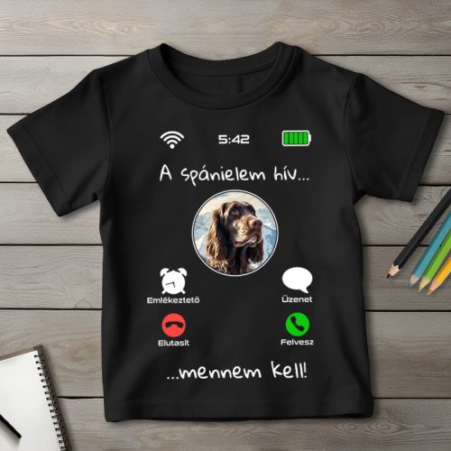 Field spánieles póló gyerekeknek fekete színben