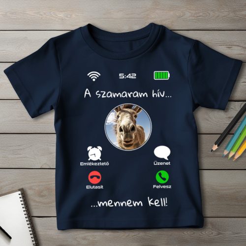 Szamaras póló gyerekeknek sötétkék színben