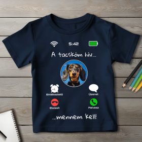 Tacskós póló gyerekeknek sötétkék színben