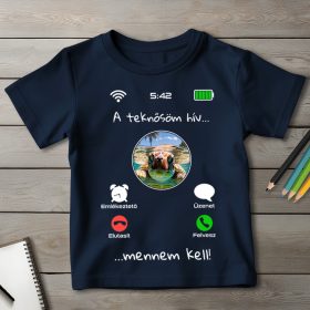 Teknősös póló gyerekeknek sötétkék színben