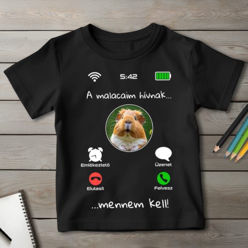 Tengerimalacos póló gyerekeknek fekete színben