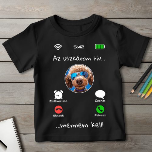 Uszkáros póló gyerekeknek fekete színben