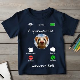 Vadászgörényes póló gyerekeknek sötétkék színben