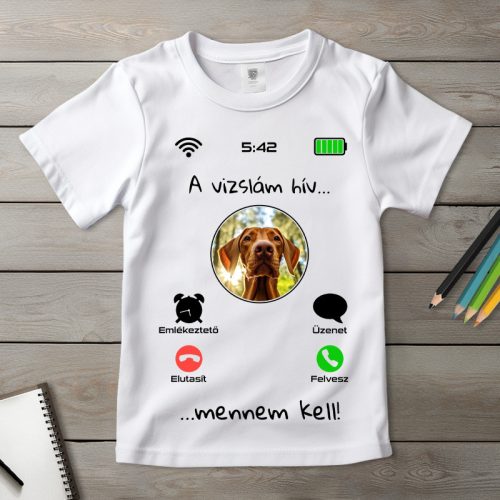 Magyar vizslás póló gyerekeknek fehér színben