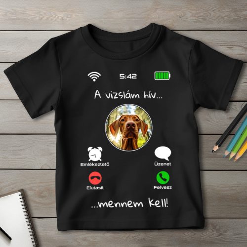 Magyar vizslás póló gyerekeknek fekete színben