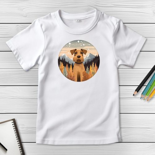 Airedale terrieres póló gyerekeknek fehér színben