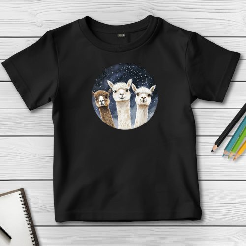 Alpakás póló gyerekeknek fekete színben