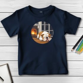 Angol bulldogos póló gyerekeknek sötétkék színben