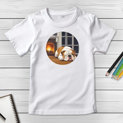 Angol bulldogos póló gyerekeknek fehér színben