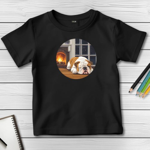 Angol bulldogos póló gyerekeknek fekete színben